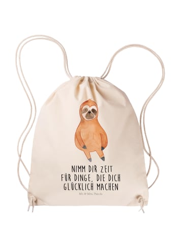 Mr. & Mrs. Panda Sportbeutel Faultier Zufrieden mit Spruch in Creme
