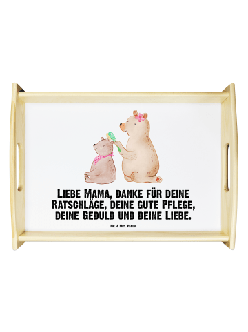 Mr. & Mrs. Panda Servierplatte Holz Bär Kind mit Spruch in Weiß