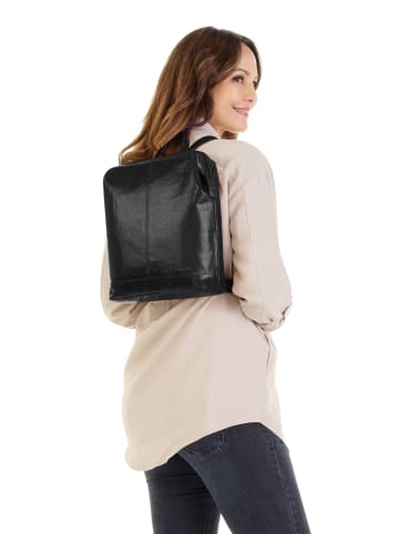 SPIKES & SPARROW Rucksack echt Leder in schwarz
