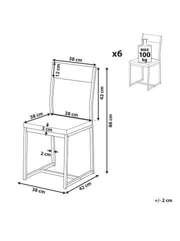 Beliani 6er-Set Esszimmerstuhl LAREDO in Braun/Schwarz