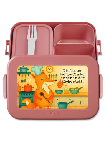 Mr. & Mrs. Panda Lunch Box Fuchs Koch Design mit Spruch in Rot Pastell