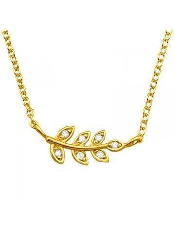 Alexander York Kette mit Anhänger LEAF MIT ZIRKONIA in Gold aus 925 Silber - 2-tlg. in gold