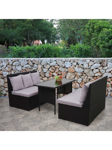 MCW Garnitur G16 mit 2x 2er Sofa und Tisch, Schwarz, Kissen hellgrau