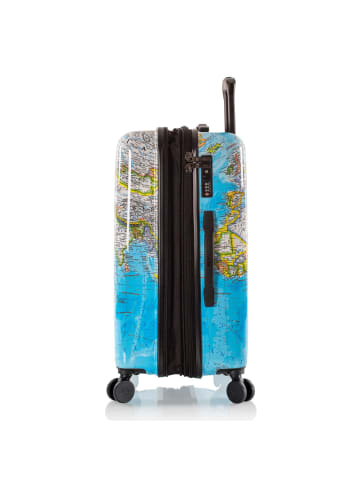 Heys Black Camo 4 Rollen Trolley M 66 cm mit Dehnfalte in world map