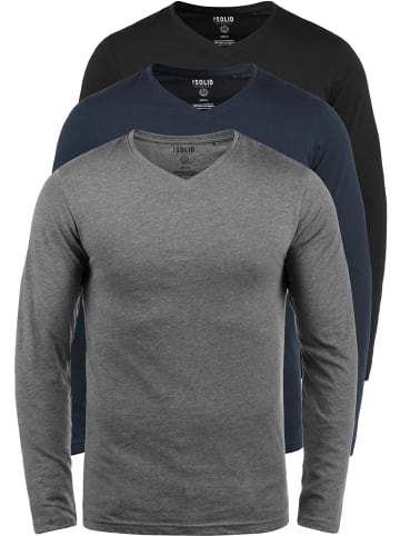 !SOLID Langarmshirt SDBasil in Grau/Blau/Schwarz