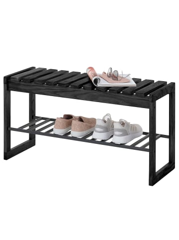 home24 Massive Garderobenbank Woods Cross Typ E in Eiche / Schwarz