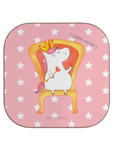 Mr. & Mrs. Panda Getränkeuntersetzer Einhorn Prinzessin ohne Spruch in Rot Pastell