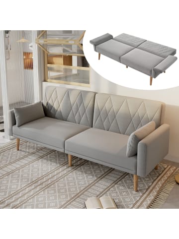 ABRIHOME Zweisitzer Schlafsofa mit Schlaffunktion in Samt - Grau