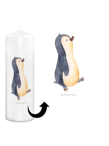 Mr. & Mrs. Panda Kerze Pinguin mHerzieren ohne Spruch in Weiß