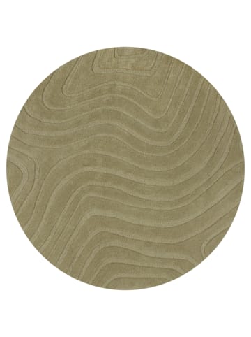 KADIMA DESIGN Wollteppich Wellen Abstrakt, Wohnzimmer in Olivegrün