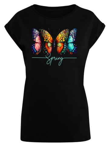 F4NT4STIC Extended Shoulder T-Shirt Schmetterling Illusion in schwarz