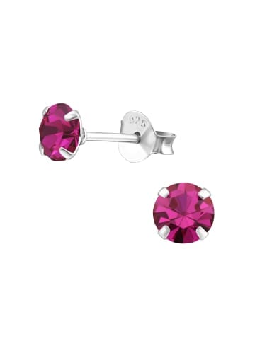 Alexander York Ohrstecker CRYSTAL 5 mm I fuchsia Krappenfassung
