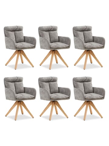 Homestyle4u 6er Set Polsterstühle in Grau