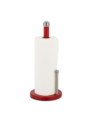 relaxdays Küchenrollenhalter in Rot/ Silber - (H)35 x Ø15 cm