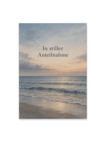 Trauerspruchkarte Meer friedlich Design mit Spruch in Weiß
