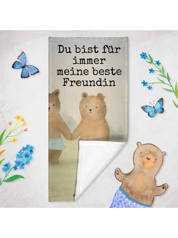 Mr. & Mrs. Panda Badehandtuch Bär Freundin Design mit Spruch in Weiß