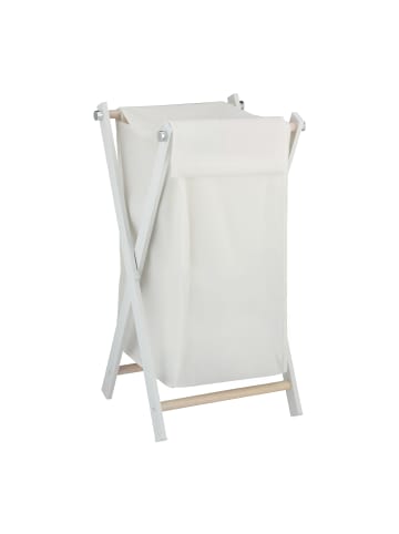 relaxdays Wäschekorb in Creme/ Weiß - (B)41 x (H)74 x (T)40 cm