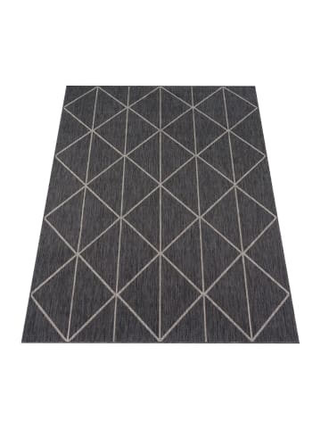 KADIMA DESIGN Teppich Kurzflor Rauten Wohnzimmer in Anthrazit