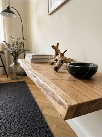 KADIMA DESIGN Wandregal | Akazie Massiv, 80cm, Baumkante, Schweberegal