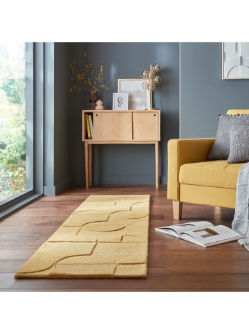 KADIMA DESIGN Eleganter Wollteppich, rutschfest und komfortabel in Senfgelb