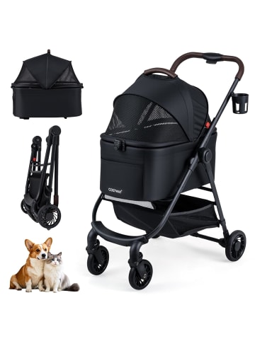 COSTWAY 3 in 1 Hundewagen in Schwarz