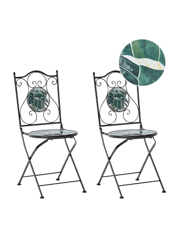 Beliani 2er-Set Esszimmerstuhl COZZANA in Schwarz/Grün