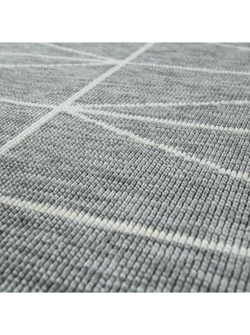 KADIMA DESIGN Outdoor Teppich Geometrisch Balkon, Terrasse schmutzabweisend in Grau