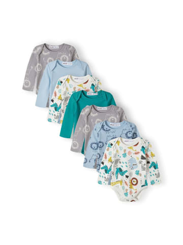 Minoti 7er-Set: Langarmbody 21babypack13 in hellblau
