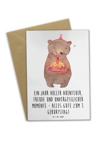 Mr. & Mrs. Panda Beileidskarte 1. Geburtstag Abenteuer mit Spruch in Weiß