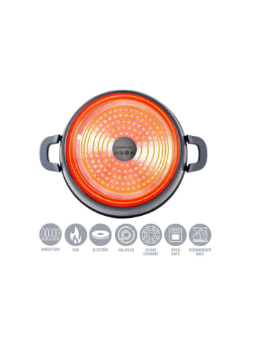 Cheffinger Kochtopf Alu Guss Glasdeckel Ø32cm Induktion Marmorbeschichtung in Mehrfarbig