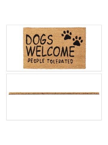 relaxdays Fußmatte "Dogs Welcome" in Natur - (B)60 x (T)40 cm