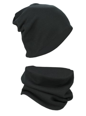 Alkato Alkato Unisex Beanie Mütze und Schal Set Uni in schwarz