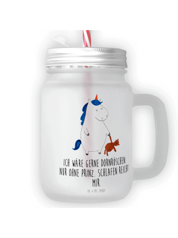 Mr. & Mrs. Panda Glas Für Smoothies Einhorn Teddy mit Spruch in Transparent