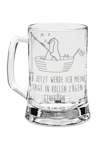 Mr. & Mrs. Panda Bierkrug Pinguin Angelboot mit Spruch in Transparent