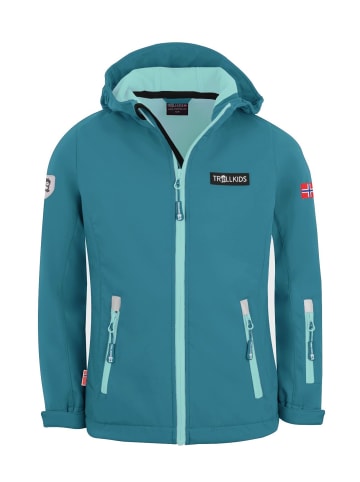 Trollkids Softshell Jacke "Oslofjord" in Blaugrün/Wasserblau