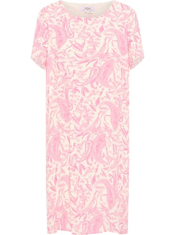 usha FESTIVAL Damen Kurzarmkleid in Pink Wollweiss