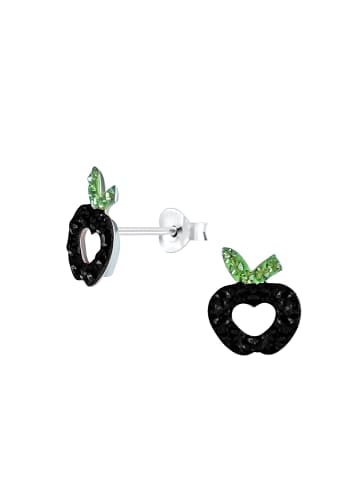 Alexander York Ohrstecker APFEL mit Kristall schwarz in 925 Sterling Silber, 2-tlg. in black