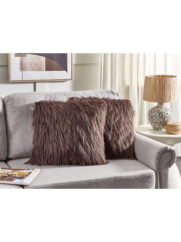 Beliani 2er-Set Dekokissen COROKIA in Braun