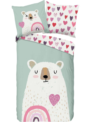 Good Morning Flanell Kinder-Wendebettwäsche in mint