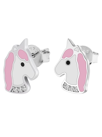 Adeliás Damen Ohrstecker Einhorn aus 925 Silber in pink