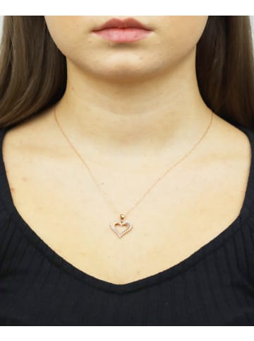 Vanlere Halskette mit Anhänger aus 375 Roségold mit Zirkonia Herz-Design in Roségold
