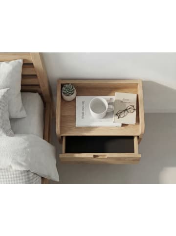 FineBuy Nachttisch in Braun / Akazie / 45x30x20