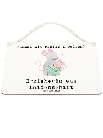 Mr. & Mrs. Panda Holztafel Erzieherin Leidenschaft mit Spruch in Weiß