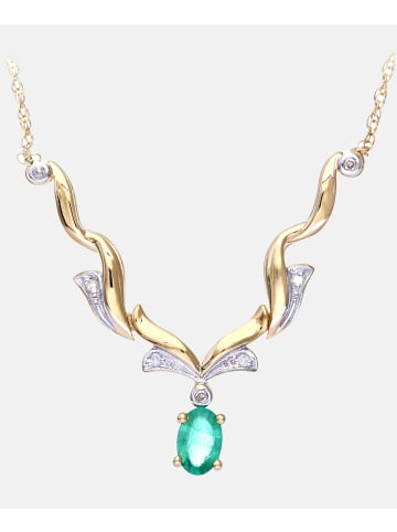 Diamant L'éternel Halskette aus 375 Gelbgold mit Diamant mit Smaragd