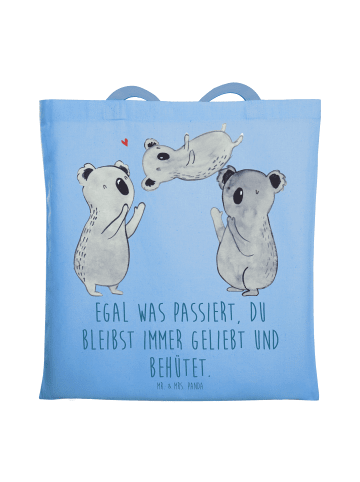 Mr. & Mrs. Panda Shopping Tasche Trennung von den Eltern mit Spruch in Sky Blue