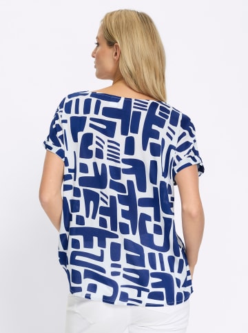 Heine Bluse in royalblau-ecru-bedruckt