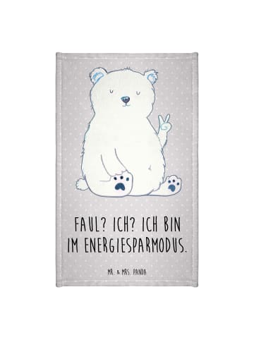 Mr. & Mrs. Panda Gäste Handtuch Eisbär Faul mit Spruch in Grau Pastell