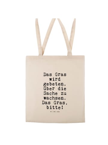 Mr. & Mrs. Panda Canvas Tasche Das Gras wird gebeten,... mit Spruch in Creme