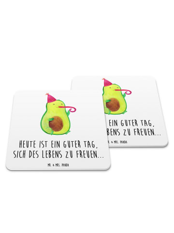 Mr. & Mrs. Panda Untersetzer Avocado Feier mit Spruch in Weiß