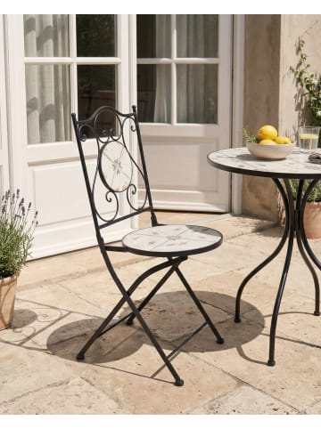 Beliani 2er-Set Gartenstuhl CARONA in Schwarz/Weiß